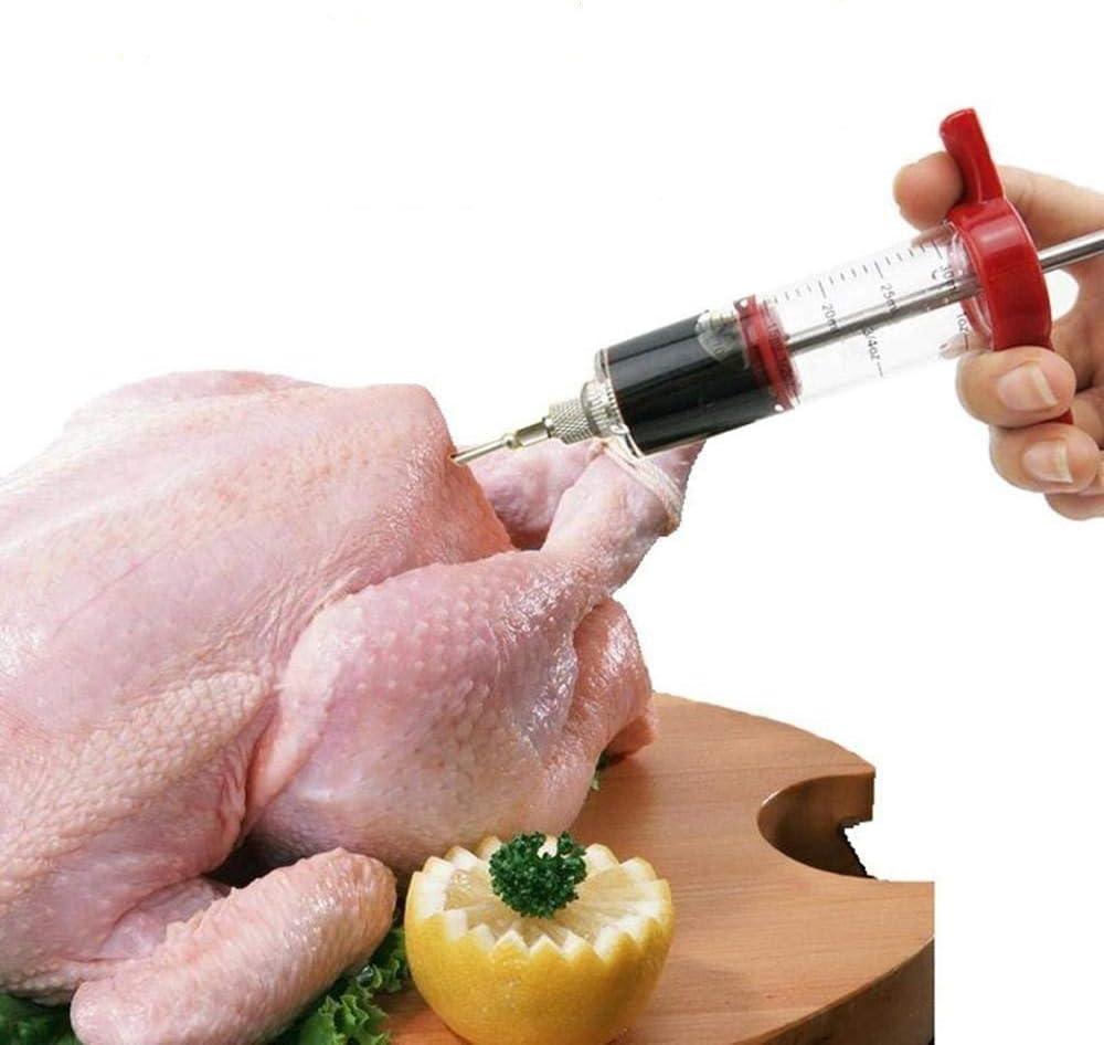 Ideapark Marinade Meat Injector, Meat Flavor Injector,Flavor Syringe for Cooking Poultry Turkey Chicken BBQ Grill Tool, 1-oz 30ML, Red