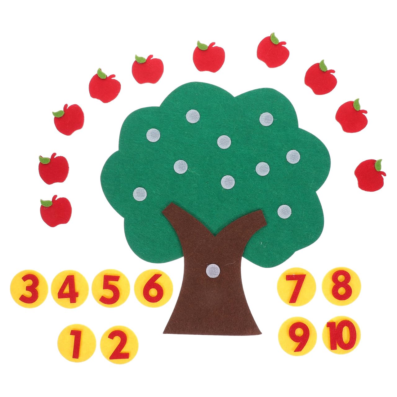 ibasenice Non-Woven Felt Apple Tree Counting Toy - Educational Math Game for Preschool and Home, Detachable Design for Easy Storage, Assorted Colors, Safe and Eco-Friendly
