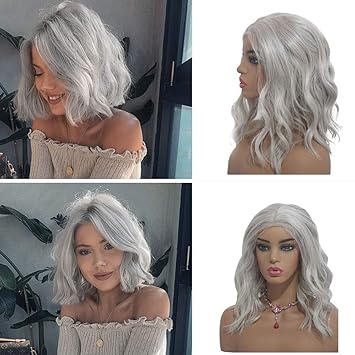 Amazon Com Grey Long Body Wave Lace Front Wigs For Women Bleach