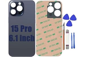 Blue Titanium 15 Pro Rear Back Glass Replacement for iPhone 15 Pro 6.1'' Rear Back Glass Cover Replacement with Pre-Installed