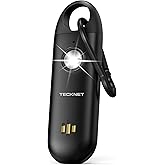 TECKNET Personal Safety Alarm,Portable Personal Alarm for Women with Flashing Strobe Light & Low Battery Alert,130dB Rechargeable Emergency Keychain Alarms for Women ,Men,Kids,Seniors(Black)