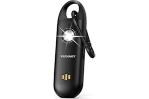 TECKNET Personal Safety Alarm,Portable Personal Alarm for Women with Flashing Strobe Light & Low Battery Alert,130dB Rechargeable Emergency Keychain Alarms for Women ,Men,Kids,Seniors(Black)