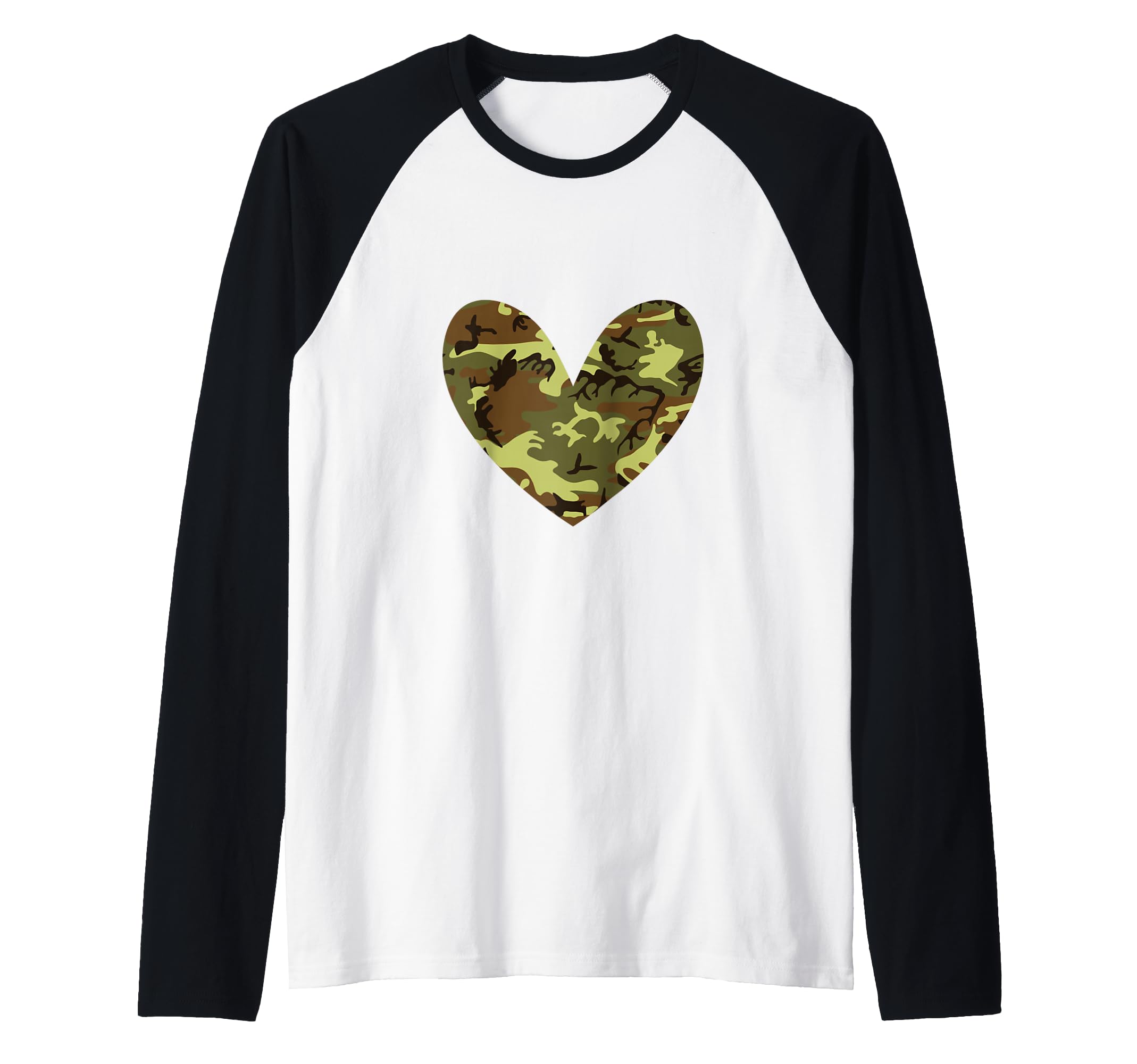 Camouflage Heart Raglan Baseball Tee
