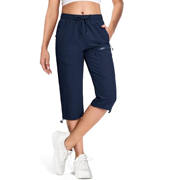 Baleaf Women's Athletic Capri Pants - Lightweight Quick Dry With Zipper Pockets & UPF 50