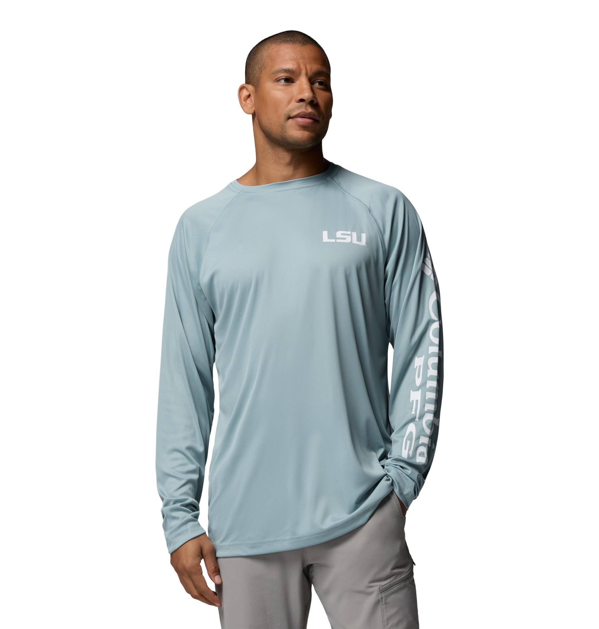 Columbia Men’s Collegiate Terminal Tackle Long Sleeve Shirt, LSU – Crushed Blue, 2X