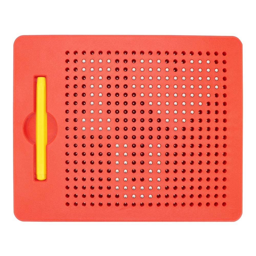 ALEENFOON Magnetic Steel Ball Drawing Board for Kids Children, Writing Stencils Toys Sketch Doodle Pad Scribble Writing Board Toy with Magnetic Pen (Small, Red)