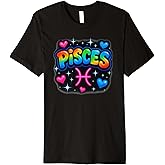 Pisces Zodiac Sign Rainbow Retro Horoscope Design Premium T-Shirt
