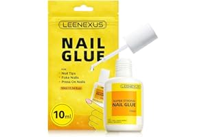 LEENEXUS Super Strong Brush On Nail Glue,【Advanced Resin Formula with Deep Micro-Anchoring】 10ml Long Lasting Nail Bond Glue Gel for Press On Nails, Nail Tips & Acrylic Fake Nails, Mess Free & Fast Drying