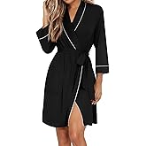 Ekouaer Women Robes Shawl Collar Bathrobe Short Kimono Robe Soft Knit Bathrobes Ladies Sleepwear with Pockets S-XXL