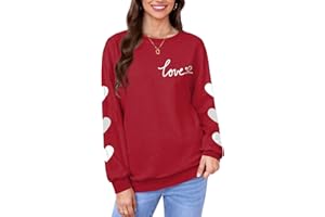 ALIREVERIE Women's Valentine's Day Love Heart Graphic Sweatshirt Cute Long Sleeve Shirt