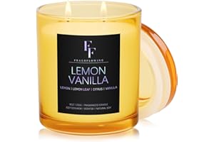 FF FRAGRFLOWING Lemon Vanilla Scented Candle, 2-Wick Luxury Soy Wax Candle, 9 oz Aromatherapy Candle Home Fragrance Candles Gift