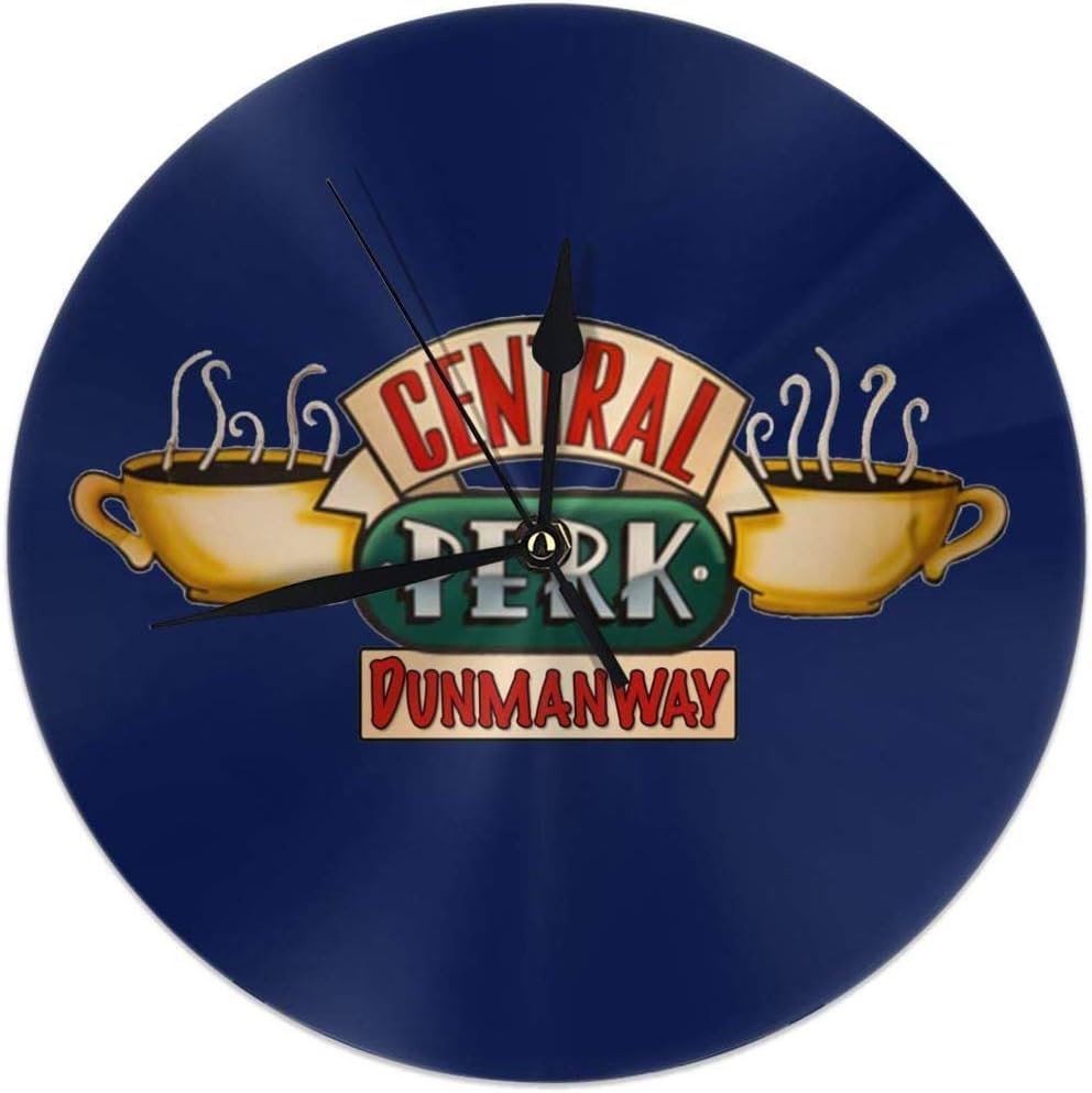 Oh Youth Central Perk Modern Wall Clocks Vintage Style Round Glass Wall Clock,Retro Hanging Clock, Home Decor Accessories