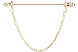 YYBONNIE Mens Shirt Collar Pins Necktie Tie Cravat Pin Clips with Chain Lapel Pin Collar Bar Tassel Brooch Gold Silver Black Tone