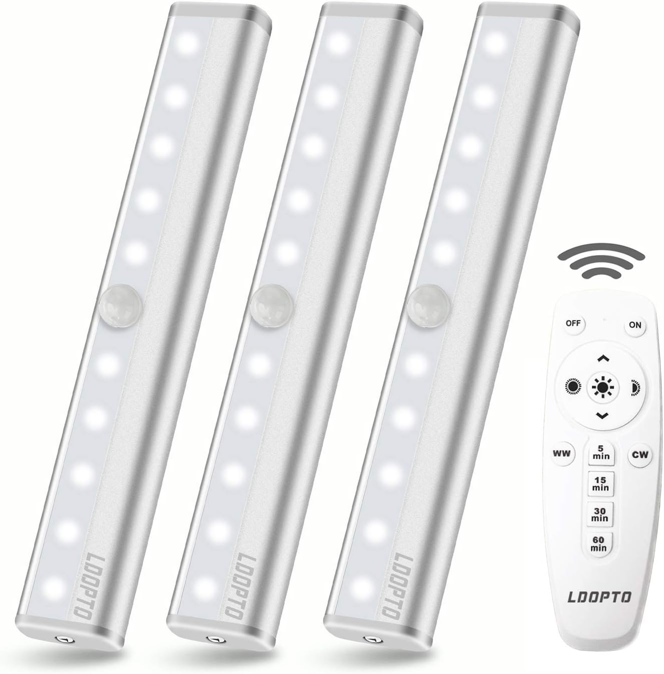 Under Cabinet Lighting 3Pack with Remote LDOPTO Wireless led Under Cabinet Lights Battery Operated Remote Control kitchen lights without wiring with Touch and Remote Control for Stairs Closet Kitchen