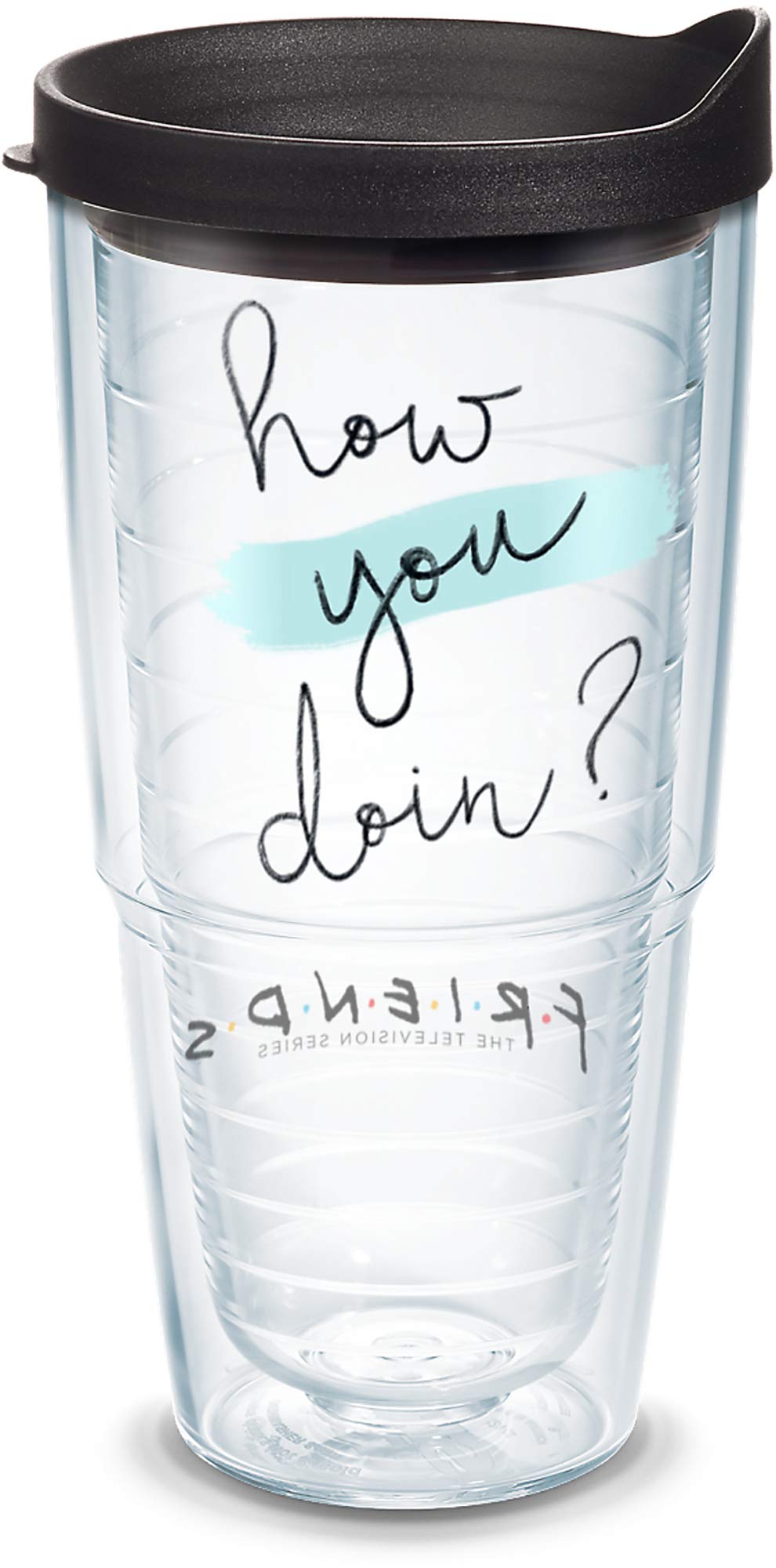 Tervis Warner Brothers - Friends How You Doin Insulated Tumbler with Wrap and Black Lid, 24oz, Clear