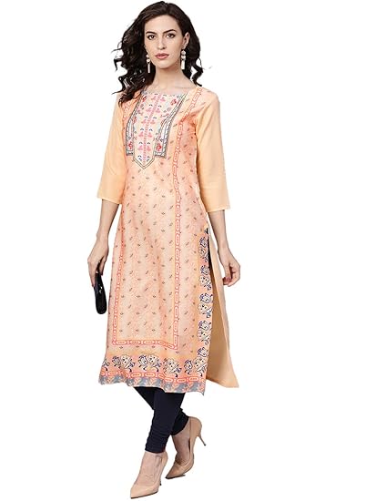 Women's Crepe a-line Kurta (VPK1627A_M_Orange_Medium)