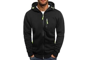 TOWMUS Mens Hoodies,Men's Slim Fit Long Sleeve Lightweight Zip-up Solid Hoodie with Kanga Pocket Hooded Sweatshirts Sweaters