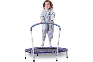 Skepphlay 36"/55" Trampoline for Kids, Mini Toddler Trampolines Indoor with Basketball Hoop & Safety Enclosure Net, No-Gap Safe Desian for Boys Girls Ages 1-8