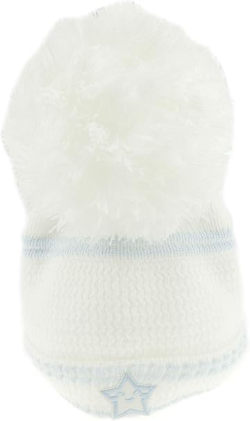 girls white bobble hat