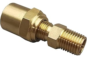 ZEIBOAT Pipe Fitting Adapter of 1/4" NPTF Male x 3/8" Hose ID x 5/8" Hose OD, Pipe Connector Replacement Part, Brass