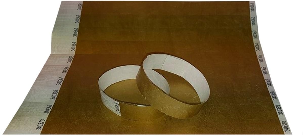 Tyvek Wristbands 3/4 inch 100 Pack, Paper Like Bracelets Used for Events Nightclubs, waterparks etc. Gold - Image 3