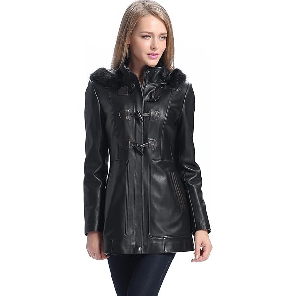 BGSD Women Irene Hooded Lambskin Leather Parka Coat (Also