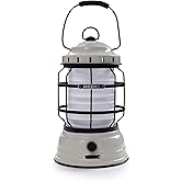 Barebones Forest Lantern – Vintage White, Vintage Rechargeable LED Lantern with Adjustable Brightness – Battery Operated Camping Light for Outdoor Adventures, Backyard Gatherings, and Emergency Use