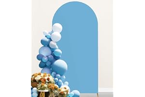 Spandex Fitted Baby Blue 7.2FT Arch Backdrop Cover - JKDMJF Round Top Chiara Backdrop Cover for Wedding Birthday Party Engagement Baby Shower Arch Backdrop Stand Cover Decorations