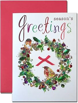 Amazon クリスマスカード スパンコール ノエル 03 クリスマス リース グリーティングカード 文房具 オフィス用品