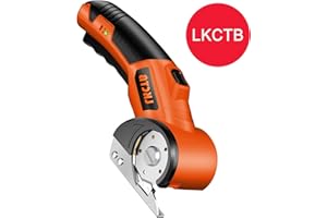 LKCTB Electric Cardboard Cutter Scissors with LED Light, 2600mAh Rechargeable Battery, Brushless Motor, Tungsten Steel Blade, Cuts Cloth, Leather, Carpet,dark orange