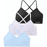 Livona Racerback Training Bra for Girls- 3 Pack Seamless Sports Bra, Padded Everyday Bra Bralette,Crop Cami Tank Top (6-14)