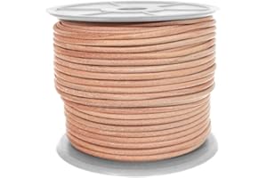 WEST COAST PARACORD 3 MM Round Genuine Leather Cord for Bracelets, Necklaces - Natural Leather Cord Color - 25 Yard Length