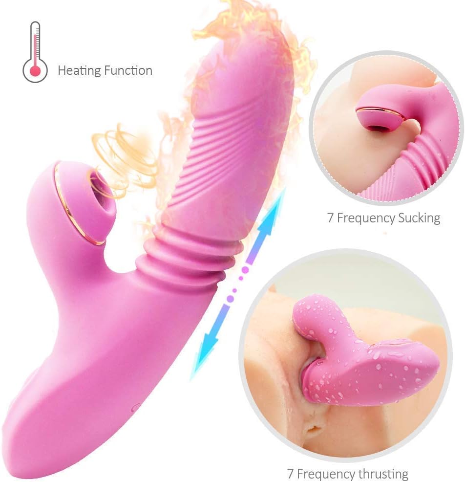 Magic Wand Sucking Vibrartor - 7 Frequency - Clitorial Sucking Vibrate USB Rechargeable -Whisper-Quiet Motor - Heating Six Toys for Female Adullt Toys for Women