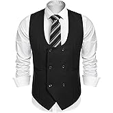 COOFANDY Men's Suit Vest Slim Fit Double Breasted Dress Vest Casual Business Formal Waistcoat