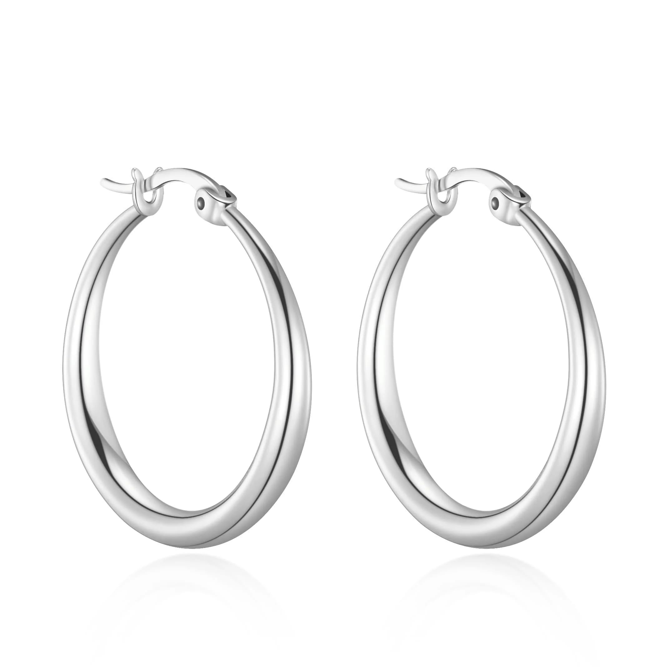 Philip Jones Silver Plated 25mm Hoop Earrings