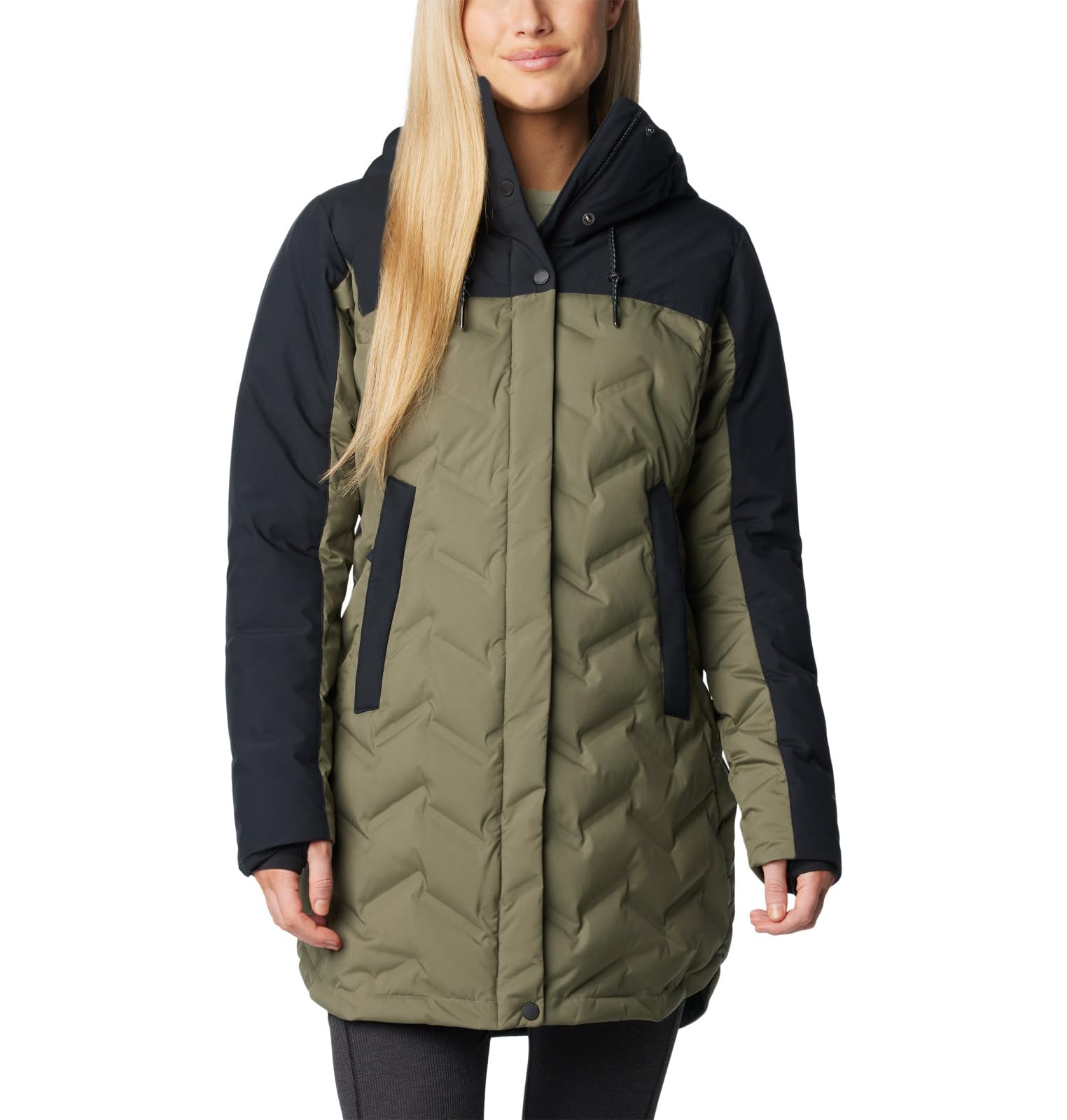Columbia Women’s Mountain Croo III Mid Down Jacket, Stone Green/Black, Large