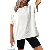 Dokotoo Oversized T Shirts for Women Crewneck Short Sleeve Casual Summer Tops Lightweight Loose High Low Blouse