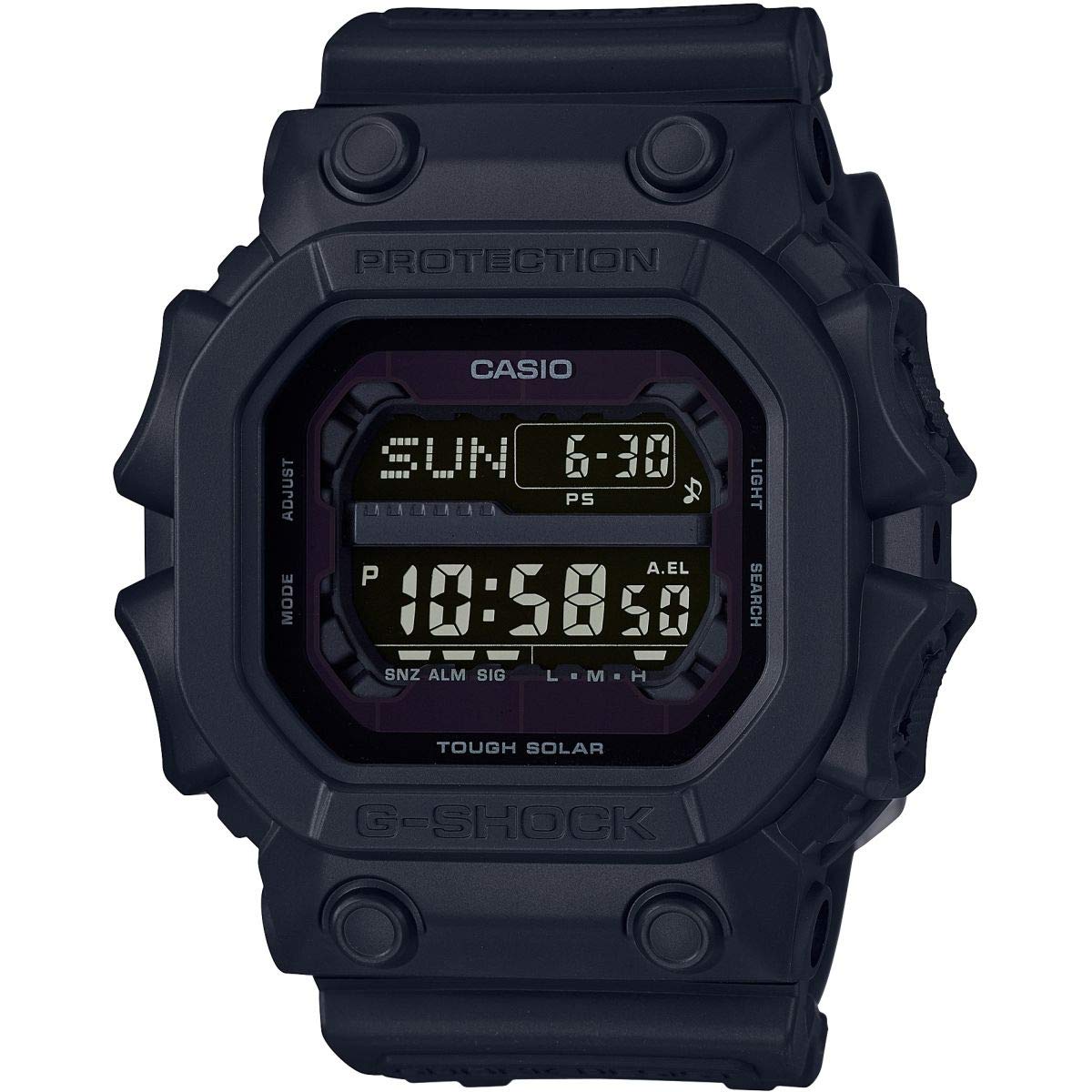 Casio Gents 54.00mm Solar Watch with Black Digital dial and Black Rubber Strap Strap GX-56BB-1ER
