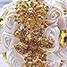 Abbie Home Advanced Customization Romantic Bride Wedding Holding Toss Bouquet Rose Brooch with Pearls and Rhinestone decorative brooches Accessories-Multi color selection (336WG)
