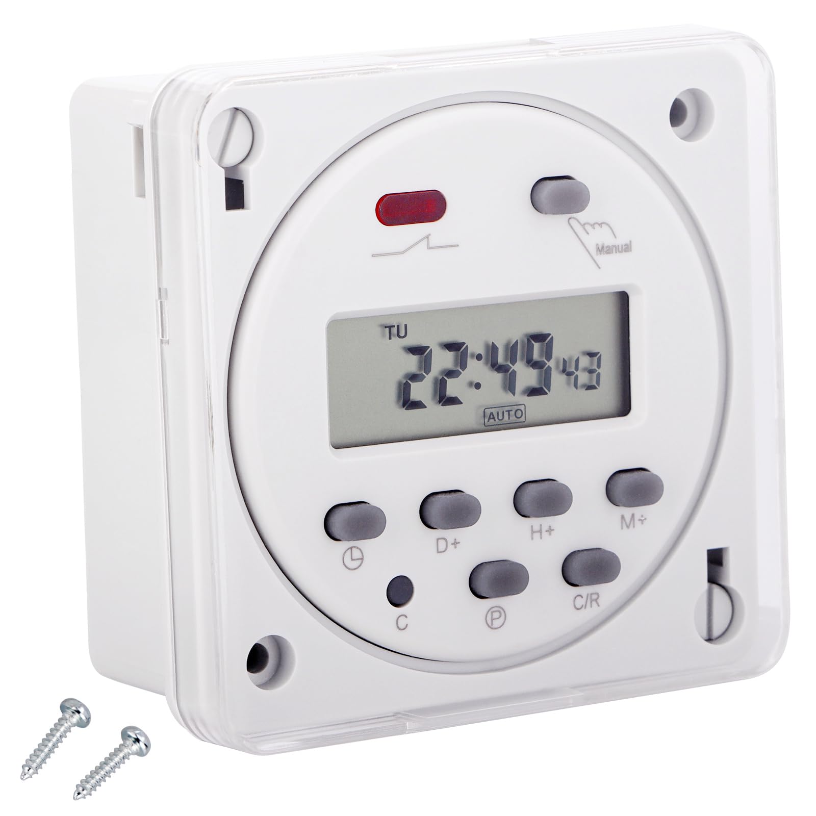 Photo 1 of Weasch Timer Switch, CN101A, AC 110V 16Amp, Digital LCD Power Programmable Timer Time Relay Switch, Supports 28 Scheduled Times Daily or Weekly, with Waterproof Cover (1)
