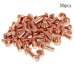 MroMax 50Pcs M4 Round Head Copper Solid Rivets