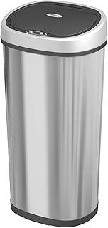 1home Mülleimer mit Sensor 50L Automatischer Abfalleimer INOX mit Infrarot Automatisch Kücheneimer Abfallbehälter Bewegungssensor Edelstahl Chrom Oval