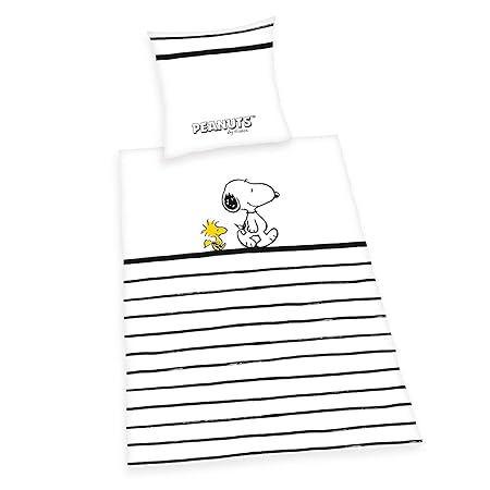Peanuts Bettwäsche glatt Snoopy Woodstock Schulz 135 x 200 cm Geschenk Wow - All-In-One-Outlet-24 -