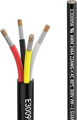 Matugajp 22AWG 4 Core Black 10M Extension Cable 300V Outdoor LED