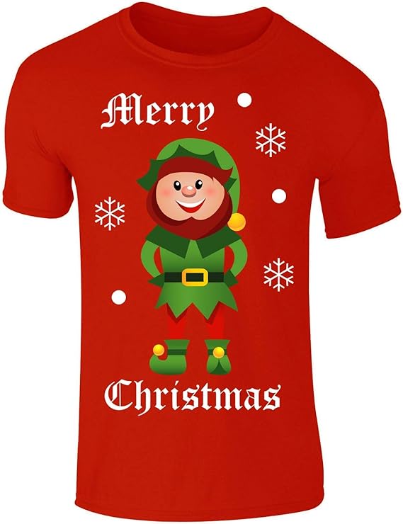 Kids Adults Christmas Elf Xmas Celebration TShirt Tee Top Amazon.co