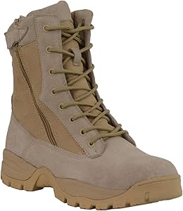 Milwaukee Performance MBM9111 Mens Lace-Up Desert Sand 9-Inch Leather Tactical Boots with Side Zippers - 11