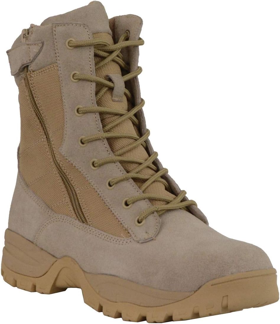 Men's Leather Tactical Boots With Side Zipper