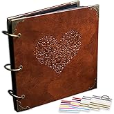 ADVcer Photo Album or DIY Scrapbook (10x10 inch 50 Pages Double Sided), Vintage Leather Cover Three-Ring Binder Picture Booth Albums with 9 Colors 408pcs Self Adhesive Photos Corners for Memory Keep