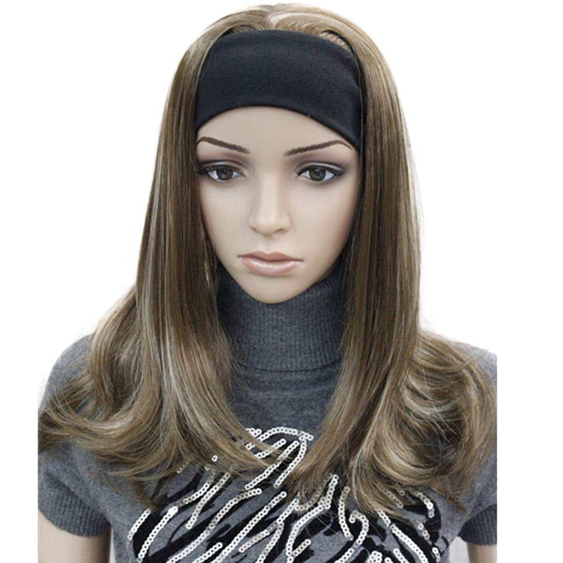 Lydell Long Straight Wigs Wave Headband Synthetic Wigs for White Women Brown Highlights โ image 1