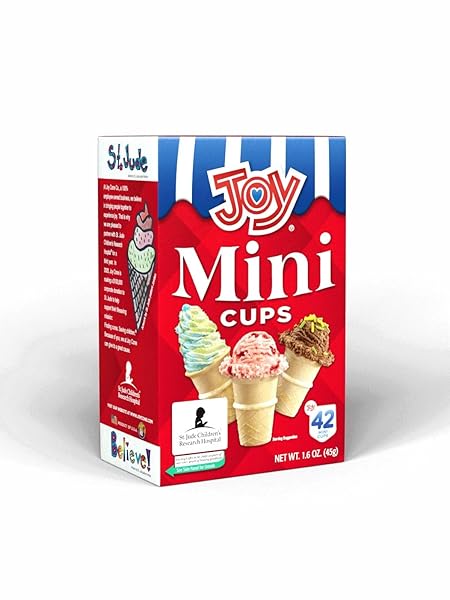 JOY MINI CUPS MINIATURE ICE CREAM CONES FOR KIDS, DESSERTS, CUPCAKE CONES, CAKE POPS 42 COUNT (1 BOX/42 CONES)